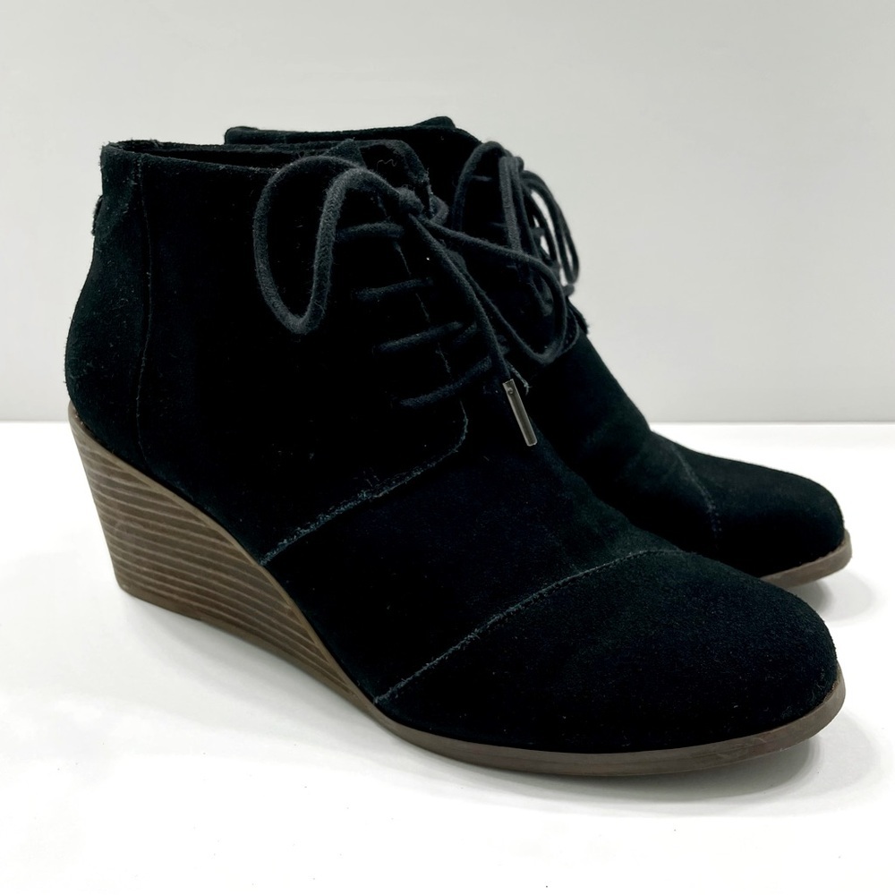 Toms Black Ankle Booties with Wedge